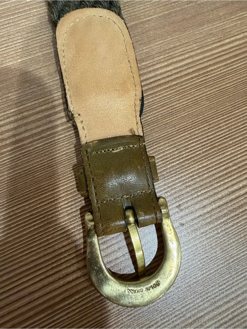 Vintage YSL Yves Saint Laurent Braided Belt Olive Green Gold Buckle 34 85 Woven